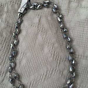 Elegant Silver Beaded Necklace Chico’s - New with Tag